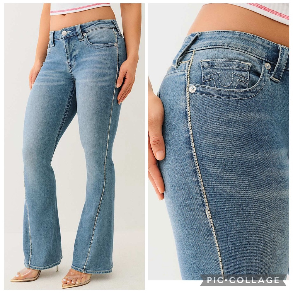 True Religion Crystal Joey Flared Jeans Medium Wash NWT 29